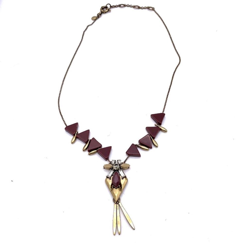 J. Crew Chain Pendant  Fringe Necklace Gold Tone Spring Ring Adjustable 22"